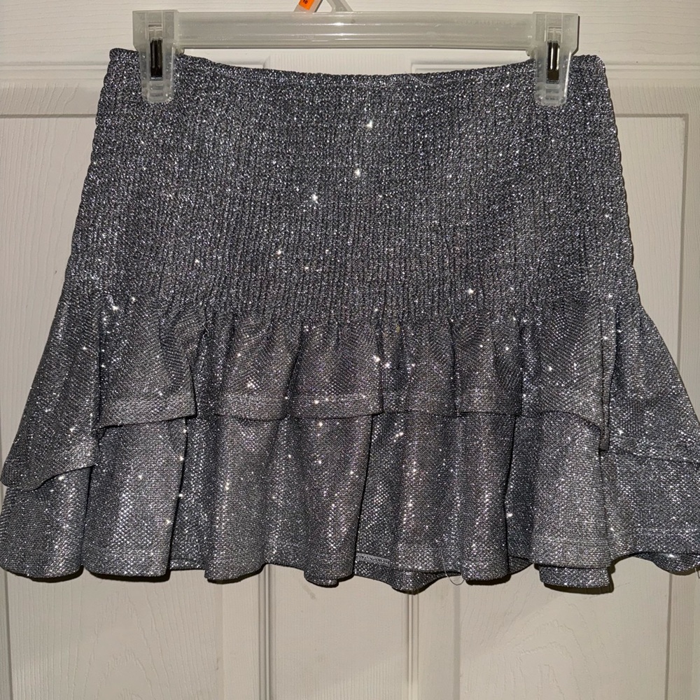 Silver glitter ruffled skirt